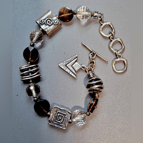 Silpada Vintage Sterling Crystal & Smokey Quartz Artistic Bracelet - Picture 2 of 8